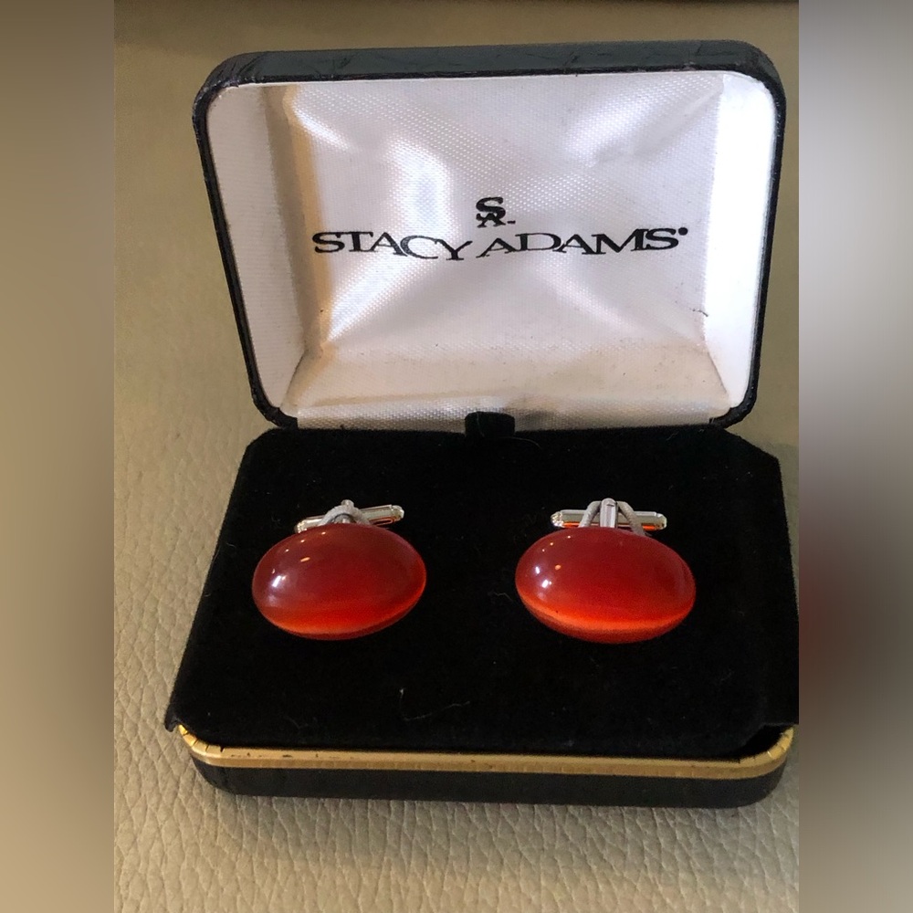 Elegant Stacy Adams Bold Orange Red Cufflinks EUC